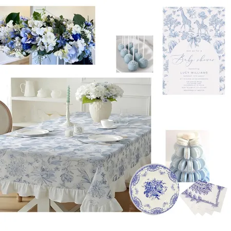 Baby shower Blue Hydrangea Interior Design Mood Board by sammy7899 on Style Sourcebook