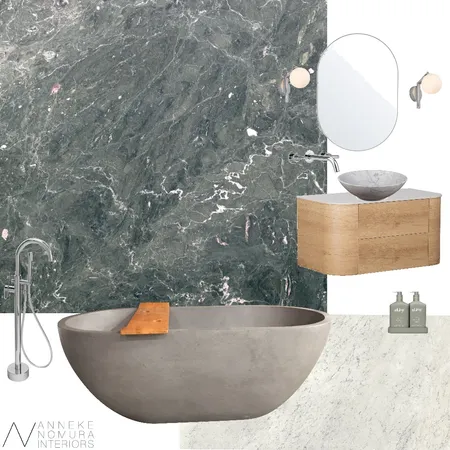 Green Marble Contemporary Bathroom Interior Design Mood Board by Anneke Nomura on Style Sourcebook