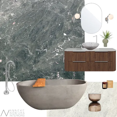 Green Marble Contemporary Bathroom Interior Design Mood Board by ANNEKE NOMURA INTERIORS on Style Sourcebook