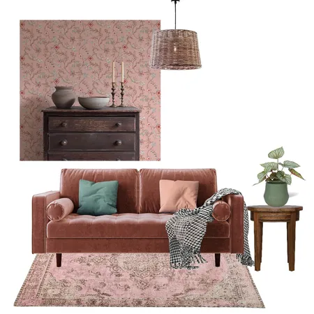 Vintage Boho Living Room Wallpaper Interior Design Mood Board by Kerry Warnholtz on Style Sourcebook
