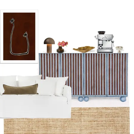 Burnt cocoa stripe & Blue chalk & Tuscan Palm Interior Design Mood Board by K A N L A    P E R L A on Style Sourcebook
