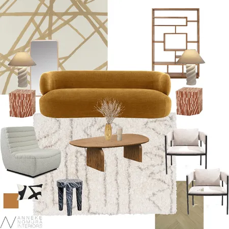 Contemporary Mid-Century Living Room - Super Shag Rug Interior Design Mood Board by ANNEKE NOMURA INTERIORS on Style Sourcebook