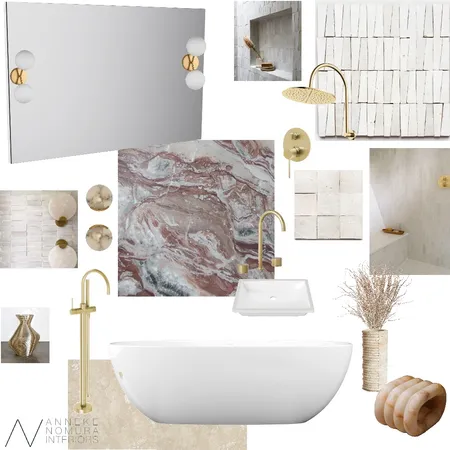 Soft Palette / Pink Marble Vanity Bathroom Interior Design Mood Board by ANNEKE NOMURA INTERIORS on Style Sourcebook