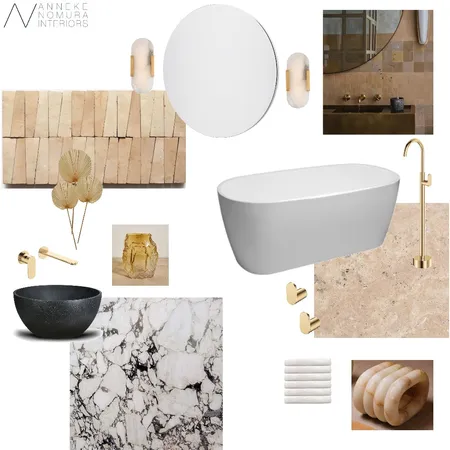 Soft Palette Black and White Marble Vanity Bathroom Interior Design Mood Board by ANNEKE NOMURA INTERIORS on Style Sourcebook