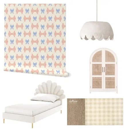Preppy Bows Wallpaper for Girl’s Room Decor Interior Design Mood Board by ashclarkart on Style Sourcebook
