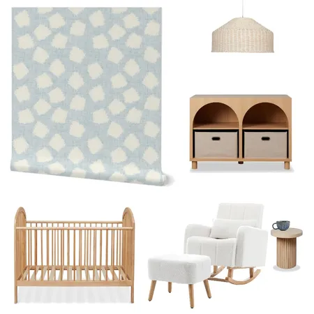 Japandi Nursery Wallpaper Interior Design Mood Board by ashclarkart