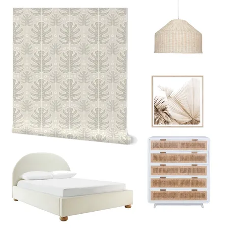 Monstera Leaves Wallpaper for Bedroom Decor Interior Design Mood Board by ashclarkart on Style Sourcebook