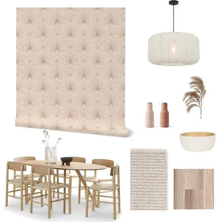 Boho Monstera Leaves Wallpaper for Dining Room Decor Interior Design Mood Board by ashclarkart on Style Sourcebook