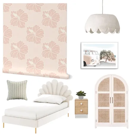 Boho Hibiscus Wallpaper for Girl’s Room Decor Interior Design Mood Board by ashclarkart on Style Sourcebook