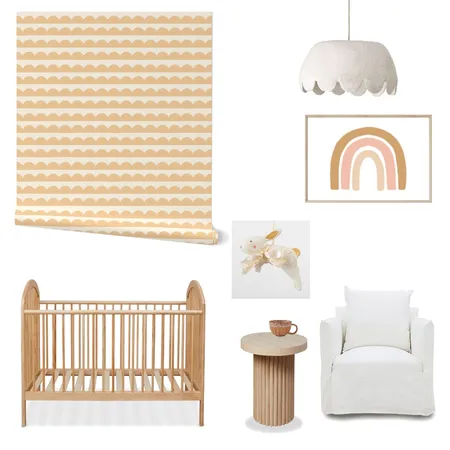 Cottagecore Scalloped Wallpaper for Nursery Decor Interior Design Mood Board by ashclarkart on Style Sourcebook