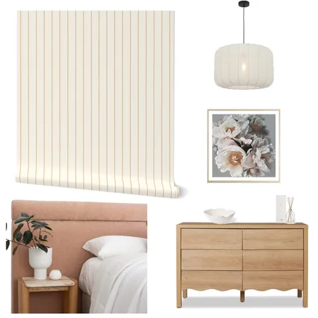 Modern Minimalist Stripe Wallpaper for Bedroom Decor Interior Design Mood Board by ashclarkart on Style Sourcebook