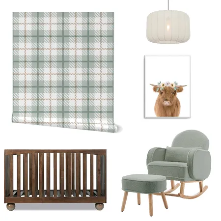 Plaid Wallpaper for Modern Farmhouse Nursery Decor Interior Design Mood Board by ashclarkart on Style Sourcebook