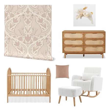 Arts and Crafts Cat Wallpaper for Nursery Decor Interior Design Mood Board by ashclarkart on Style Sourcebook