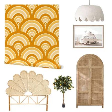 Retro Rainbow Wallpaper for Bedroom Decor Interior Design Mood Board by ashclarkart on Style Sourcebook