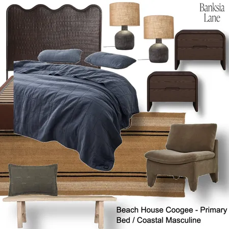 Coogee Beach House - Coastal Masculine Primary Bed Interior Design Mood Board by Banksia Lane Homes on Style Sourcebook