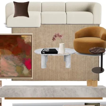 Living area king living rug accent chair and side marion rug SARA W NEW ART Interior Design Mood Board by Efi Papasavva on Style Sourcebook