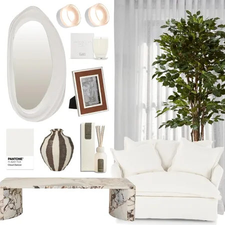 Pantone 2026 Colour of The Year - Cloud Dancer Living Room Interior Design Mood Board by Lighting Illusions on Style Sourcebook