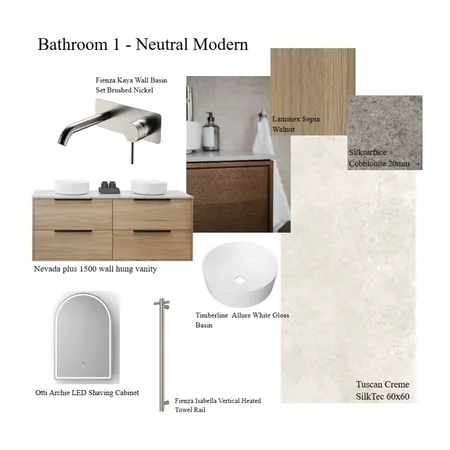 Bathroom 1 - Neutral Modern Interior Design Mood Board by initialconcepts on Style Sourcebook