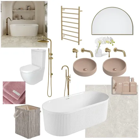 Neutral Bathroom with Pink Interior Design Mood Board by Amelia.May