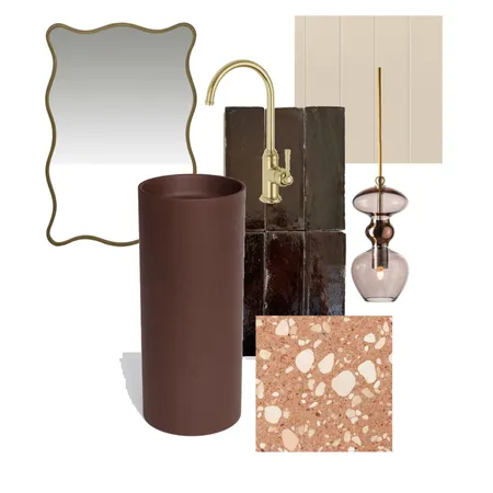 Burgundy Powder Room Interior Design Mood Board by Emma White