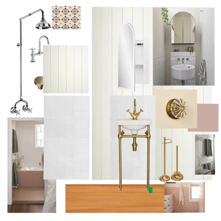 Hazlebank - Powder Room with timber floor Interior Design Mood Board by Dennis Hill Architecture