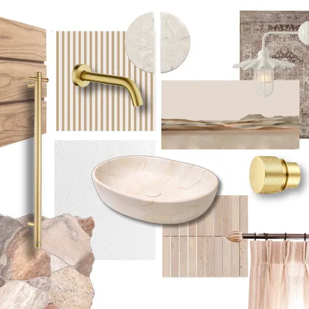 Pinky Terra Vibe Bathroom Brushed Brass Interior Design Mood Board by Aquaperla on Style Sourcebook