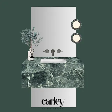 Powder Room Mood Board - Green Marble Interior Design Mood Board by Carley Design Studio on Style Sourcebook