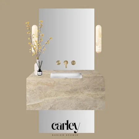 Powder Room Mood Board - Tan Marble Interior Design Mood Board by Carley Design Studio on Style Sourcebook