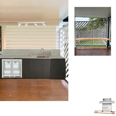 oudoor kitchen with wooden floating bench Interior Design Mood Board by georgiaburkin@hotmail.com