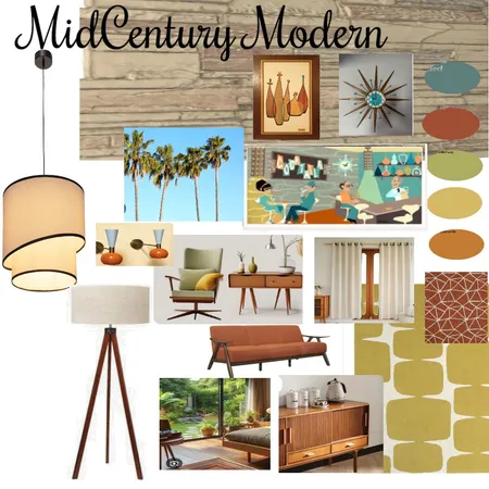 Mid Century Modern Interior Design Mood Board by KatMerc