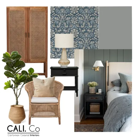 Blue Patterned Master Suite Interior Design Mood Board by Cali. Co Interiors