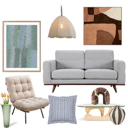 blue cushion leafy lines Interior Design Mood Board by Xime