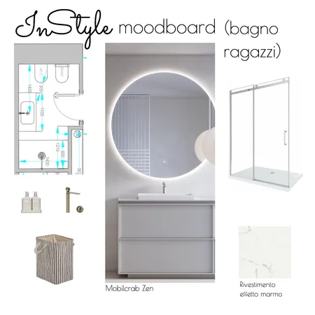 Bagno ragazzi Colantuoni Interior Design Mood Board by InStyle Idea