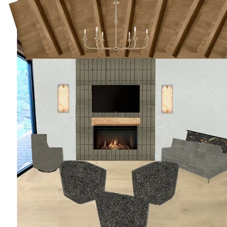 Cabin Loft - green tile w all gold chandelier Interior Design Mood Board by AlexaWhitehurst on Style Sourcebook