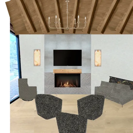 Cabin Loft - light tile/pattern w all gold chandelier Interior Design Mood Board by AlexaWhitehurst on Style Sourcebook