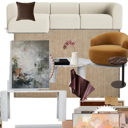 Living area king living rug accent chair and side marble buffet trit art Interior Design Mood Board by Efi Papasavva