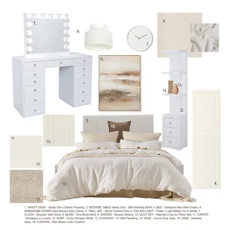 Hannah Bedroom Interior Design Mood Board by Jasakerah Designs