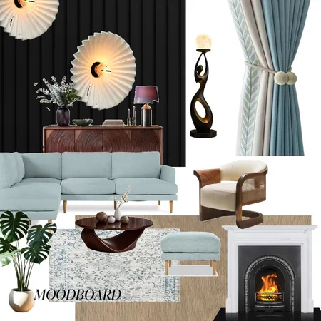 wooden living room moodboard Interior Design Mood Board by Ampaire