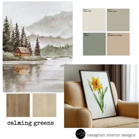 Calming Greens Interior Design Mood Board by Snap Wise