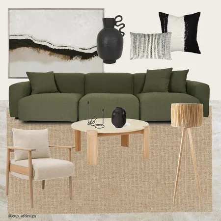 Olive Retreat - Living Room Interior Design Mood Board by Cup_ofdesign