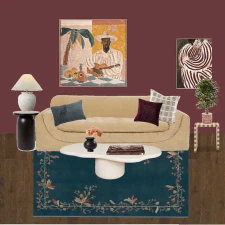 deep red lounge Interior Design Mood Board by izzyweeden