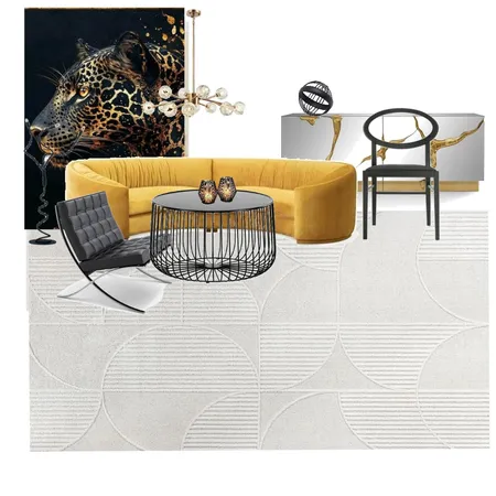 LIVING ROOM BLAK GOLD Interior Design Mood Board by amna.f