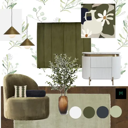 green and white bedroom or lounge logo Interior Design Mood Board by Pauline Buchanan