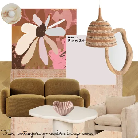 Fem contemporary-modeen lounge room Interior Design Mood Board by Moodi Interiors