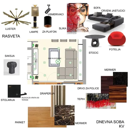 MB diplomski KV - DNEVNA SOBA Interior Design Mood Board by kalence333