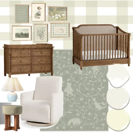 Soft Green Nursery Interior Design Mood Board by Tia Rose Interiors