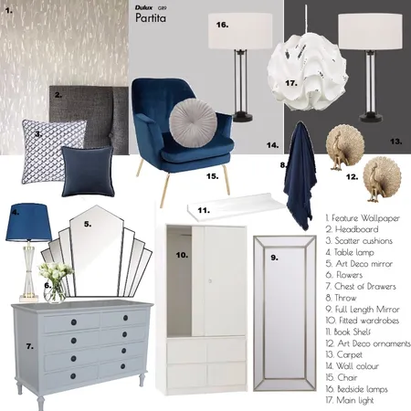 Modern / Art Deco bedroom Interior Design Mood Board by pross80 on Style Sourcebook