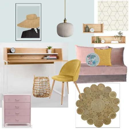 נועה חדר עבודה Interior Design Mood Board by michalwk