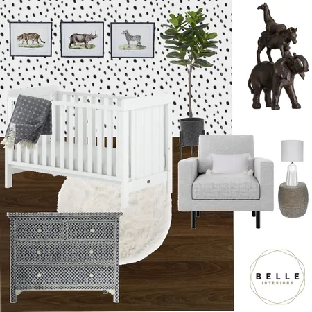 Jack's Black and white safari nursery Interior Design Mood Board by Belle Interiors on Style Sourcebook