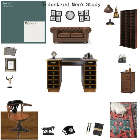 Industrial Men's Study Interior Design Mood Board by njparker@live.com.au on Style Sourcebook